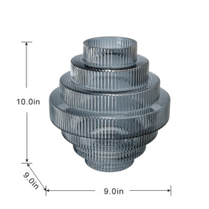 Multi-Tiered Geometric Vase with Smoked Glass Finish
