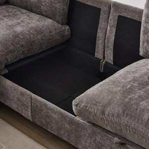 Chenille Upholstered L-Shape Sectional Couch