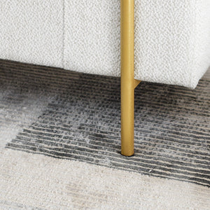 Elegant Upholstered Storage Bench With Cylindrical Arms And Iron Legs,