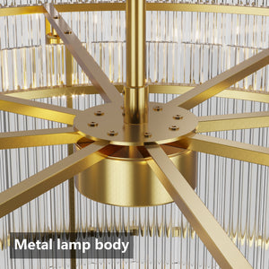 37" Modern Gold Round 8-Light Crystal Chandelier