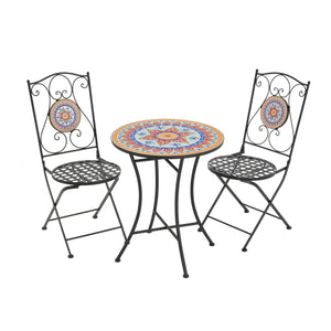 Lambert Outdoor Chat Set - Black / Red