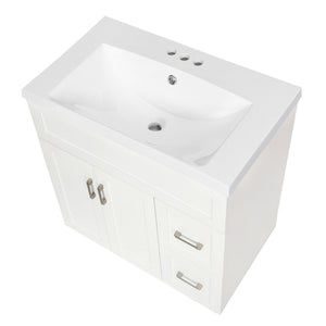 Bathroom Vanity With 2 Doors, 2 Drawers, Adjustable Shelf, Hidden Slides & Soft Close Hinges