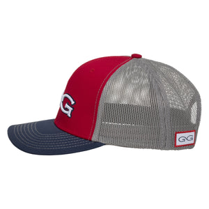 Red Cap | TriColor | Glacier MeshBack | Branded - TRAPSKI