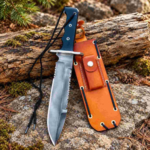 Hand Forged 5160 Spring Steel Bowie Knife with Black Micarta Handle