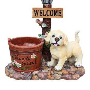 Labrador Puppy Solar Planter Garden Statue