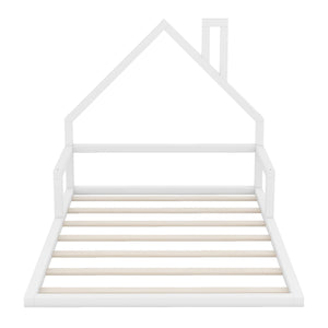 Elegant Floor Bed With House Shaped Headboard