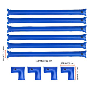 26 Gauge 6-Pack 4ft Single Chamber Pool Cover Water Bags with 4 Corner Water Tubes
