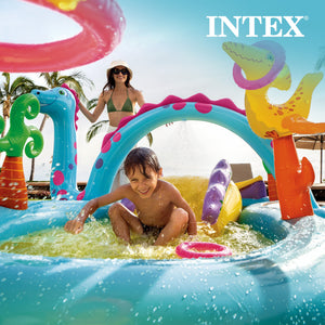 Intex 11ft x 7.5ft x 44in Dinoland Play Center Kiddie Inflatable Swimming Pool
