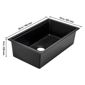 30 Inch Granite Kitchen Sink Undermount Single Bowl Drop-In Basin for RV Bar