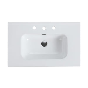 Glossy White Ceramic Integrated Sink
