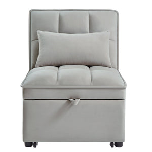 4 in 1 Multi-Function Single Sofa Bed with Storage Pockets Gray