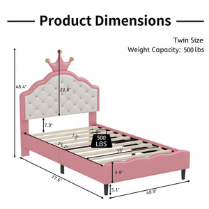 Lovely Crown Fantasy Princess Bed With Tufted Headboard