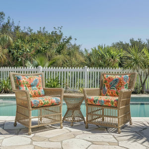 Outdoor Chair Cushions Set of 2, 19 x 19 x 4 Inch Tufted Seat Cushions with Ties