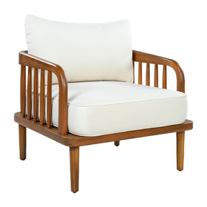 Acacia Wood Outdoor Patio Chair with Vertical Slatted Arms