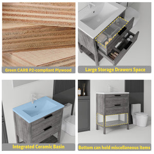 24 Inch Freestanding Bathroom Vanity with Sink