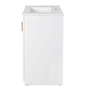 Ceramic Sink Combo, Freestanding Vanity Set With 3 Drawers & Soft Closing Doors