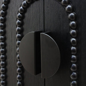 Modern Black Wood Storage Cabinet with Decorative Door