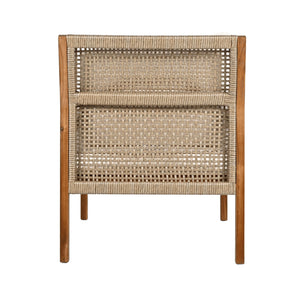 Acacia Wood Patio Furniture Club Chair, Outdoor Wicker Armchair