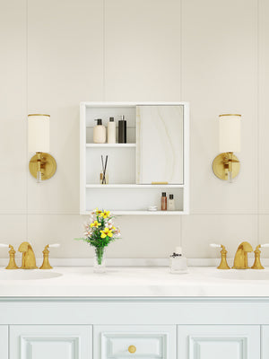 Modern Bathroom Mirror Cabinet with Open Shelves