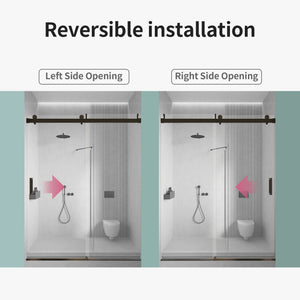 Frameless Sliding Shower Door With Soft- Close, 3 / 8" Tempered Glass