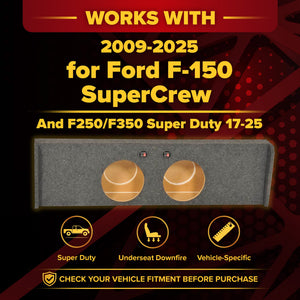 QPower Dual 12" Sub Box - Ford F150 SuperCrew 09-26, F250/F350 Super Duty 17-26 - TRAPSKI