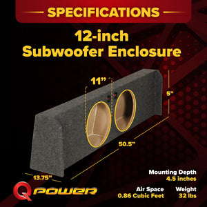 QPower Dual 12" Sub Box - Ford F150 SuperCrew 09-26, F250/F350 Super Duty 17-26 - TRAPSKI
