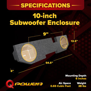 QPower Dual 10" Sub Box for Dodge Ram Crew Cab & Quad Cab 02-18, Classic 19-22