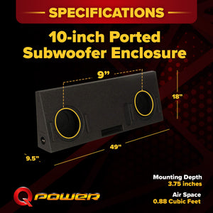 QPower Dual 10" Ported Sub Enclosure Box for Toyota Tundra Crew Max 2014-2021