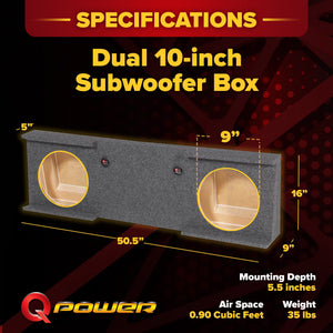 QPower Dual 10" Sub Box - Chevy Silverado Crew Cab & GMC Sierra Crew Cab 07-13