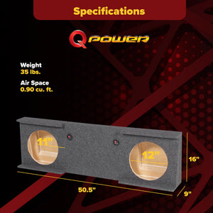 QPower Dual 12" Sub Box - Chevy Silverado Crew Cab & GMC Sierra Crew Cab 07-13 - TRAPSKI