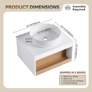Floating Bathroom Vanity With Glossy Round Vessel Sink