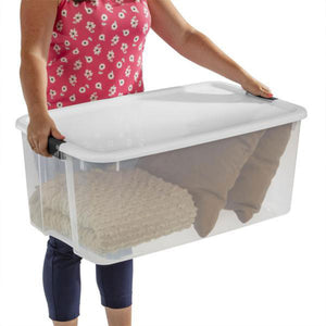 Sterilite 116 Quart Clear Stackable Latching Storage Box Containers, 4 Pack