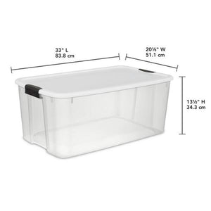 Sterilite 116 Quart Clear Stackable Latching Storage Box Containers, 4 Pack
