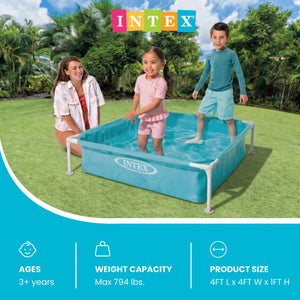Intex 4ft x 12in Mini Frame Kiddie Beginner Swimming Pool, Ages 3 and Up, Blue