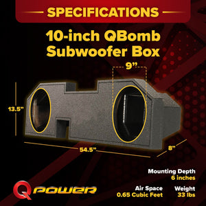 QPower Dual 10" Sub Box for Dodge Ram 2500, 3500 Quad Cab & 1500 Crew Cab 02-018