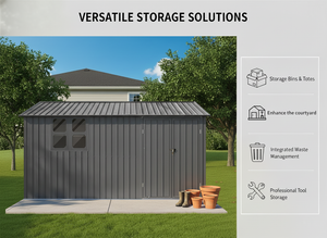 12x10 Ft Metal Garden Shed for Outdoor Storage