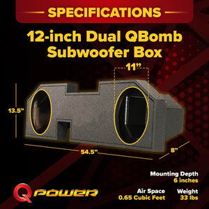 QPower Dual 12" Sub Box for Dodge Ram 2500, 3500 Quad Cab & 1500 Crew Cab 02-018 - TRAPSKI