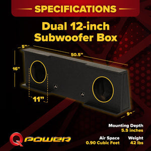 QPower Dual 12" Sub Box - Chevy Silverado Crew Cab & GMC Sierra Crew Cab 07-13
