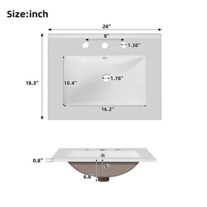 Bathroom Vanity With Sink, 1 Divided Drawer And 2 Soft Close Doors With Double Shelf