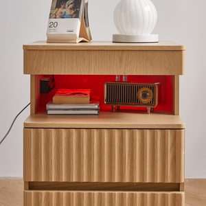 Modern Bedside Table with Gun Drawer,Bedside Table with Charging Station