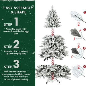 7ft Flocked Christmas Tree with 1514 Tips