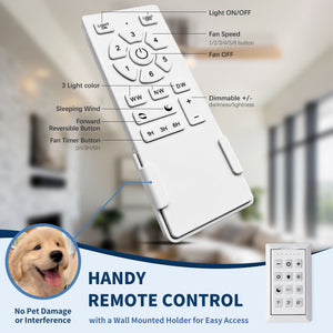 Low Profile Flush Mount Intergrated LED Ceiling Fan With Light And Silent Reversible Motor