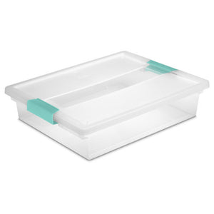 Sterilite 5.7 Qt Large Plastic Stackable Storage Bin w/ Clear Latch Lid, 12 Pack