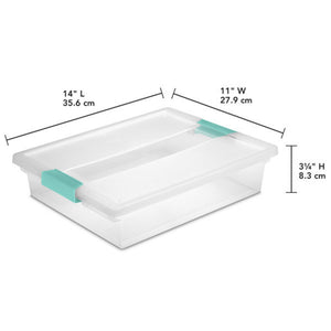 Sterilite 5.7 Qt Large Plastic Stackable Storage Bin w/ Clear Latch Lid, 12 Pack