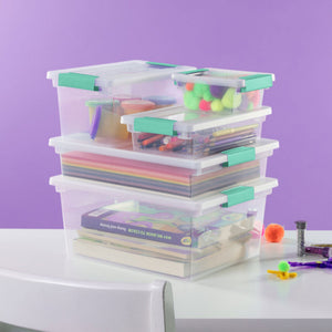 Sterilite 5.7 Qt Large Plastic Stackable Storage Bin w/ Clear Latch Lid, 12 Pack