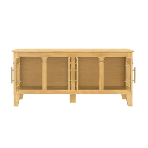 Lars Indoor Rattan Decorated Rubber Wood Dog Crate Cabinet