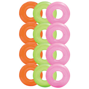 Intex Colorful Transparent Inflatable Swimming Pool Tube Raft (12-Pack)| 59260EP