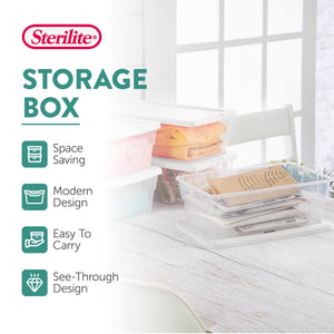 Sterilite 6 Qt Clear Plastic Storage Container Bin w/ Snap Close Lid, 24 Pack