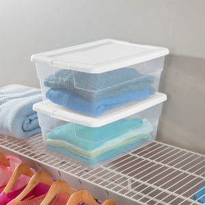 Sterilite 16 Quart Stacking Storage Box Container Tub with Lid, Clear (12 Pack)