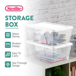 Sterilite 16 Quart Stacking Storage Box Container Tub with Lid, Clear (24 Pack)